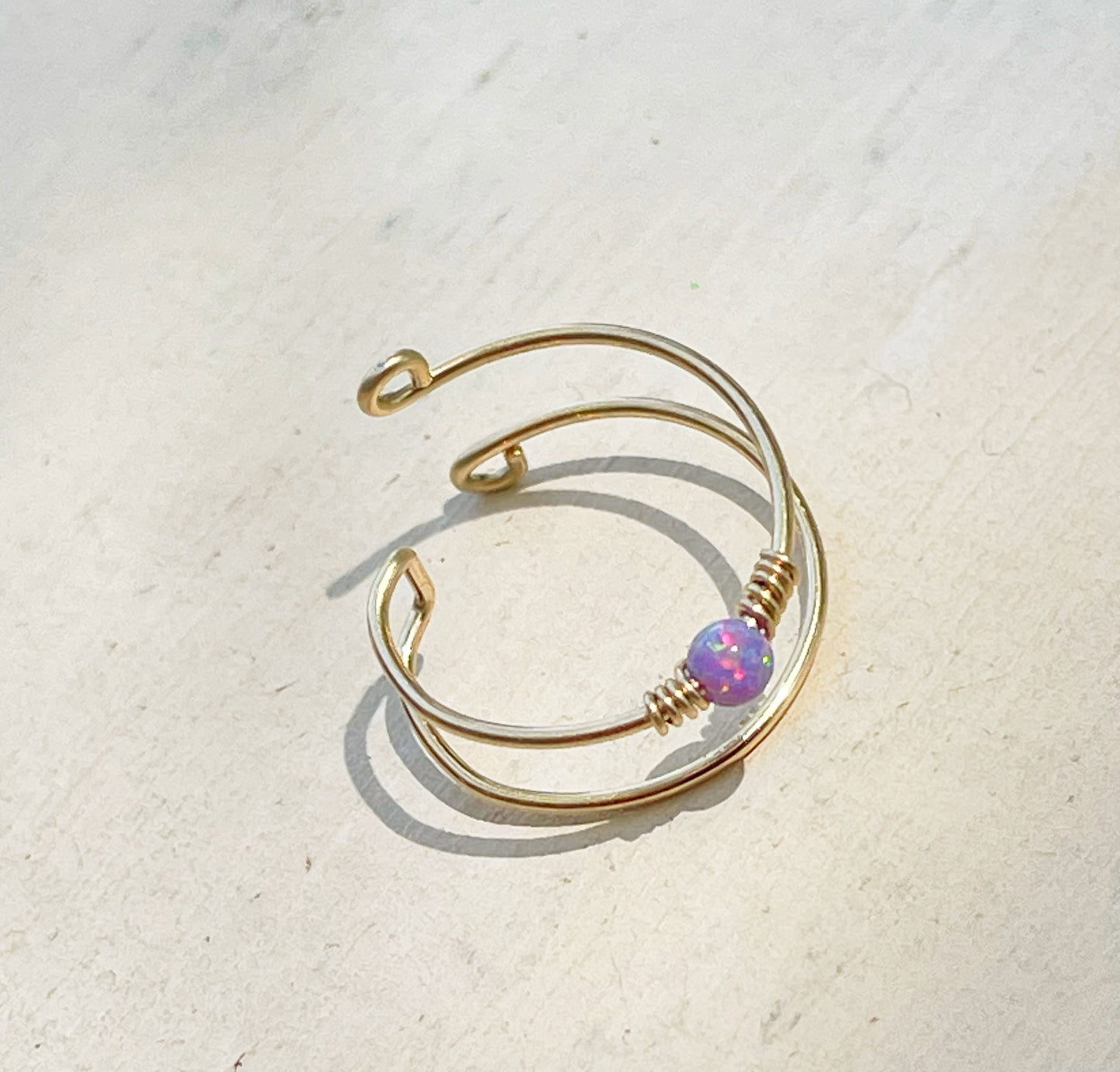 Ear cuff with lavender opal
