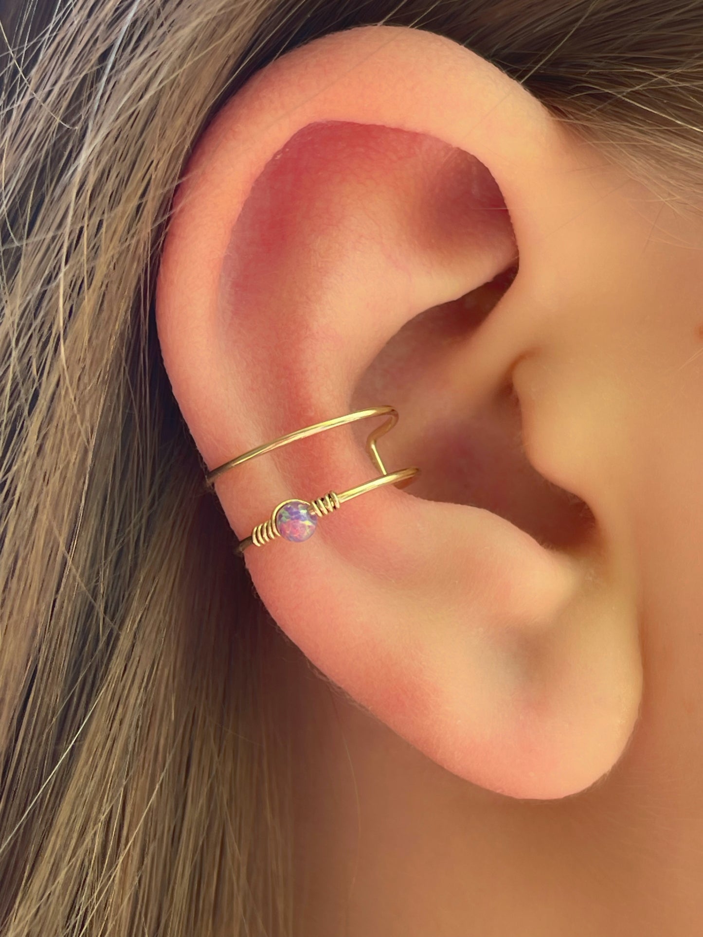Ear cuff with lavender opal