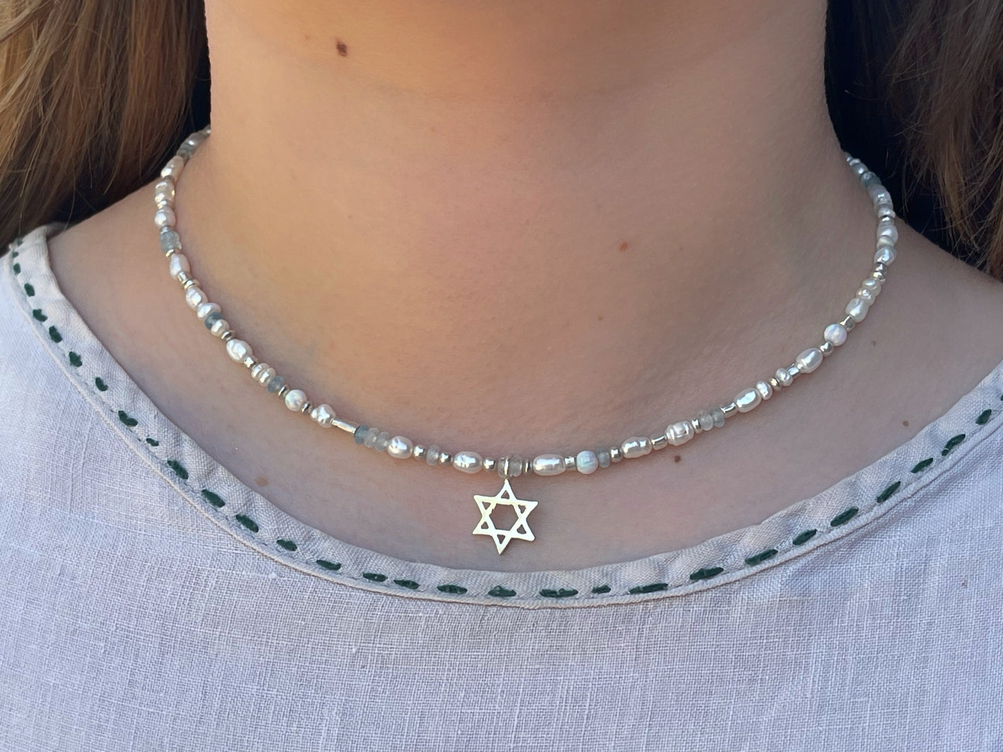 שרשרת פנינים כסף