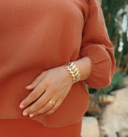 טבעת עלי זהב