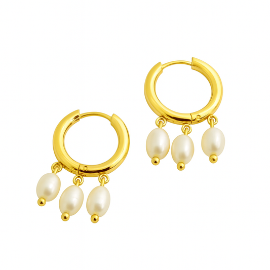 עגילי חישוק גלי פנינה