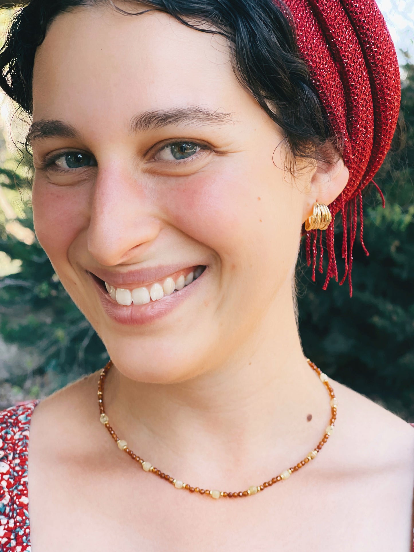 שרשרת אופל צהוב וגרנט