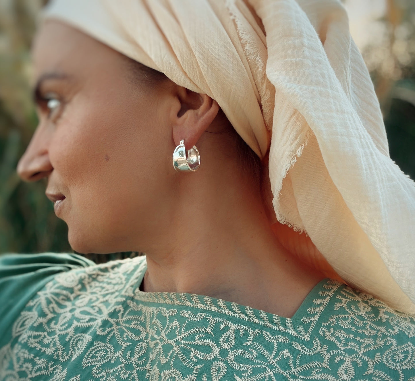 עגילי חישוק מראה כסף