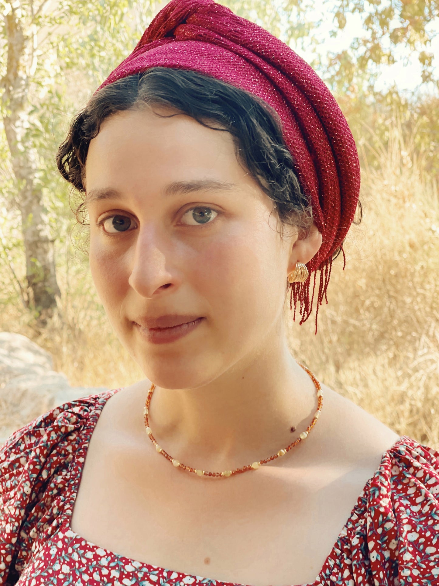 שרשרת אופל צהוב וגרנט