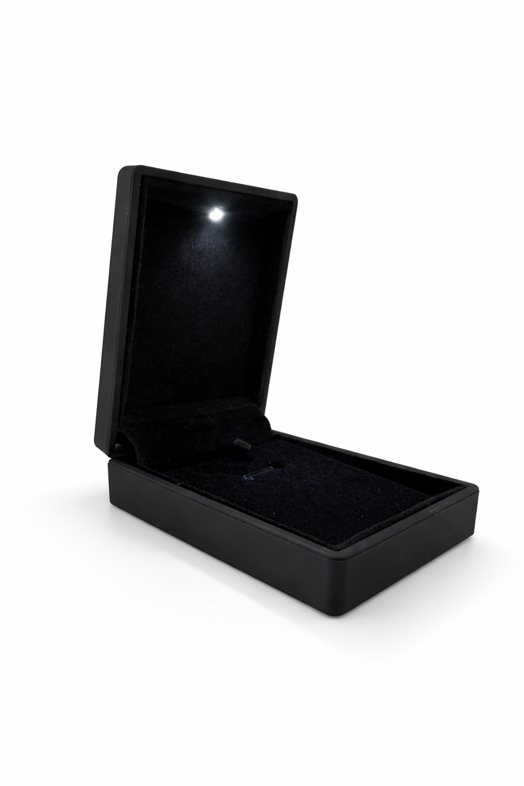 קופסת תכשיטים לעגילים עם תאורה פנימית שחורה